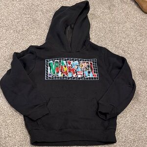 Marvel Black Kids Hoodie with Colorful Logo Panel